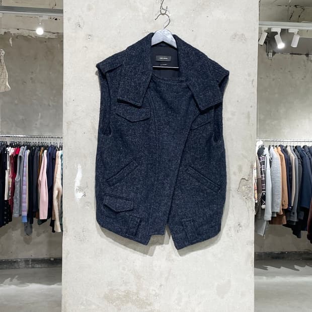 이자벨 마랑 다크 네이비 랩핑 알파카 울 베스트