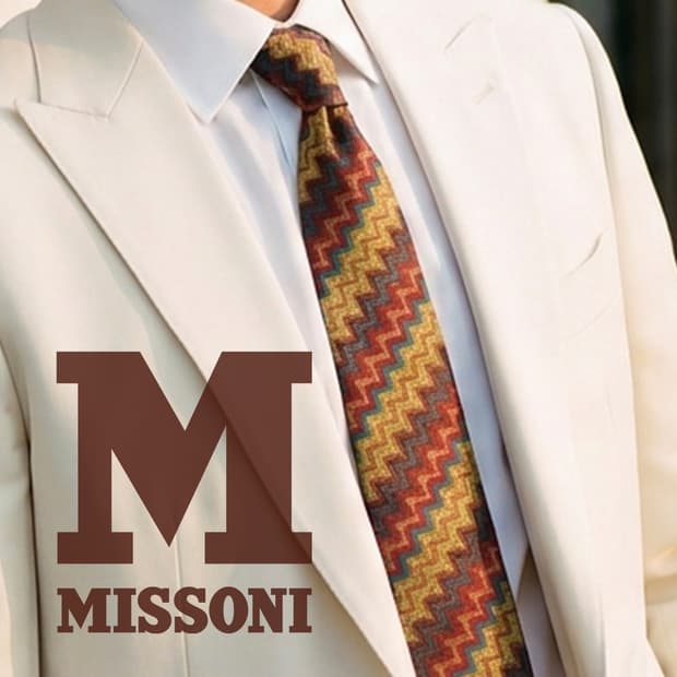 미쏘니 브라운 멀티 지그재그 패턴 넥타이 9.7cm A+등급 K2566