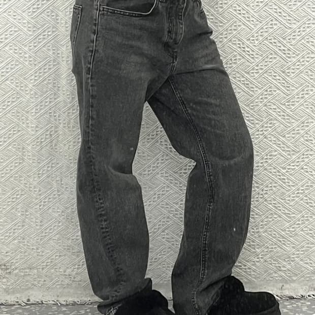 피스워커 베이직 기본템 흑청 와이드 데님팬츠 31인치 C06544