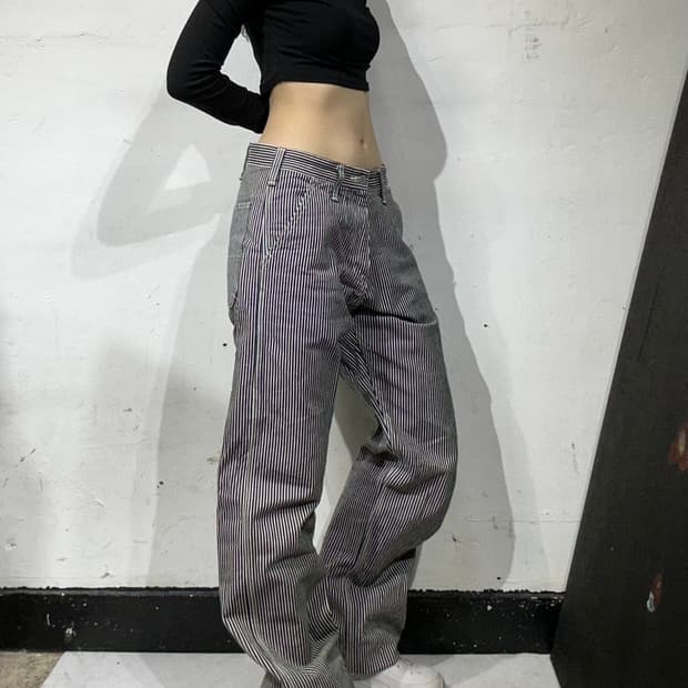 빈티지 Made in japan 블랙 히코리 와이드 워크 팬츠 30