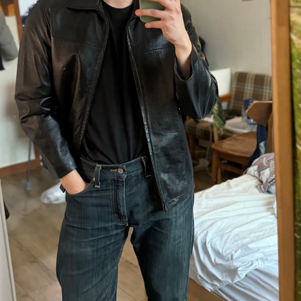 00s 빈티지 미니멀 양가죽 자켓 100