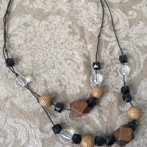wood beads layer necklace