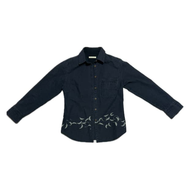 데님 우드 버튼 셔츠