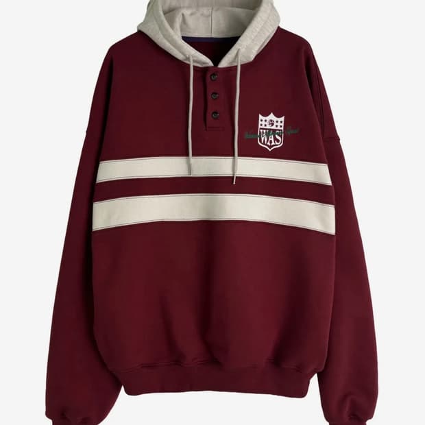 WAS 럭비65 후드 버건디