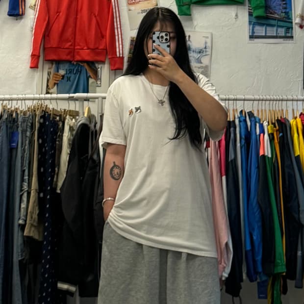 메종키츠네 더블 폭스 화이트 반팔 XXL