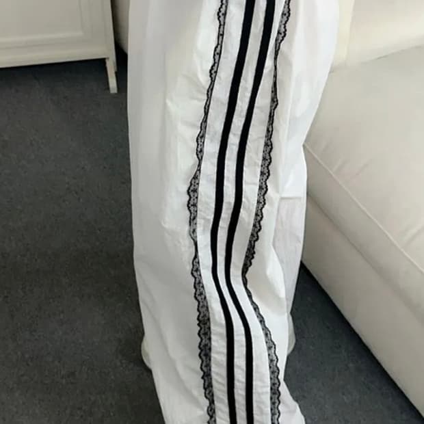 레이스 나일론 트랙 팬츠 화이트
