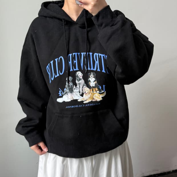 [L] 리트리버클럽 블랙 후드티