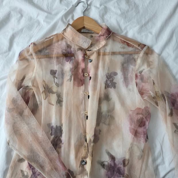 빈티지 플로럴 블라우스