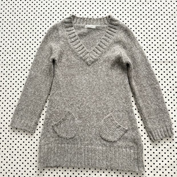 jpn 베이지 포켓 브이넥니트