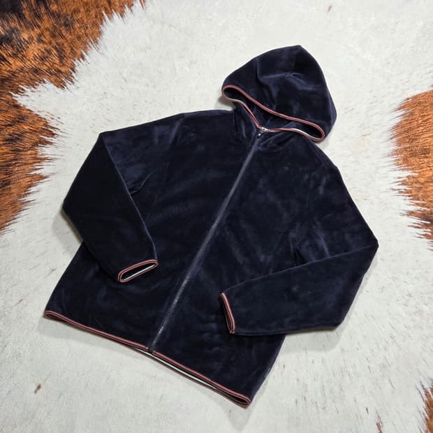 빈티지 네이비 후리스 후드집업