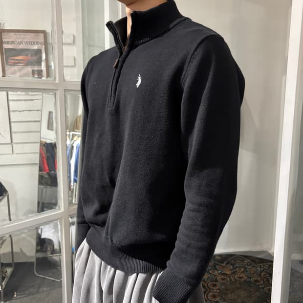 US POLO ASSN 니트 반집업