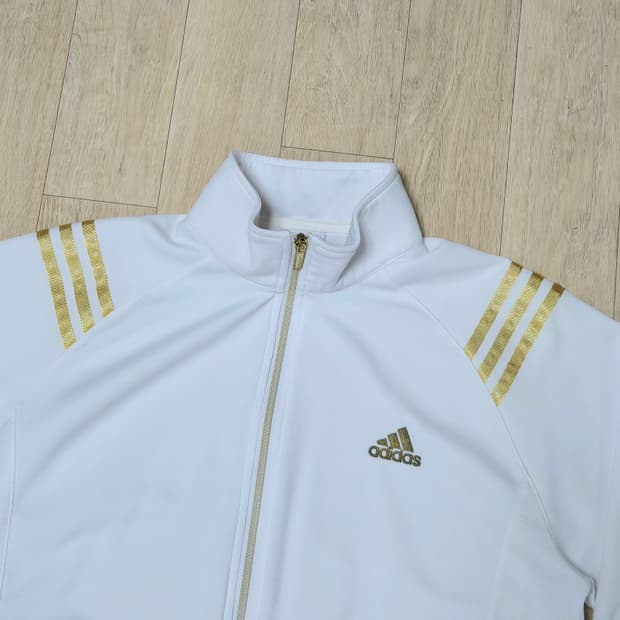 100) 아디다스 삼선 화이트 골드 트랙탑 져지 자켓