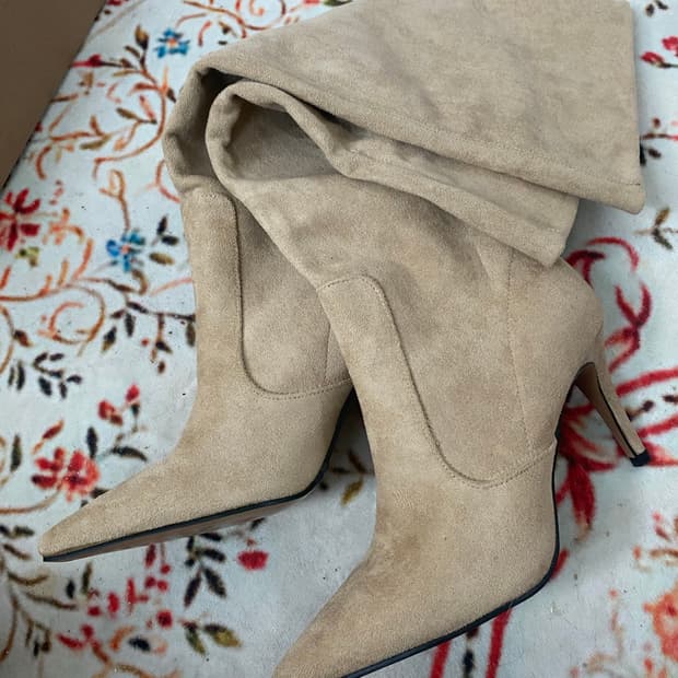 베이지 스웨이드 롱부츠 235mm