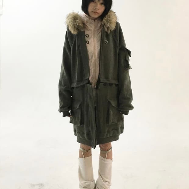  오스하이 2way Fur Hood Zip Up oshigh