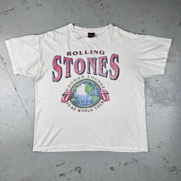 빈티지 롤링스톤즈 부두 라운지 투어 화이트 반팔