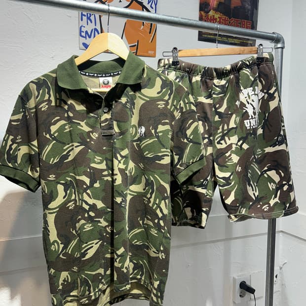 Bape 에이프 카모 셋업 반팔 티셔츠 반바지