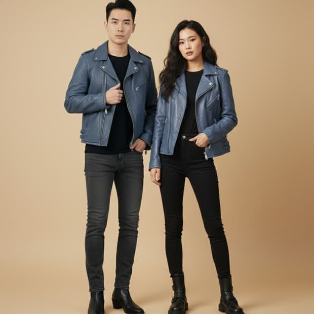 뮤즈룸[MUSEROOM] 램스킨 더블 라이더 레더 자켓