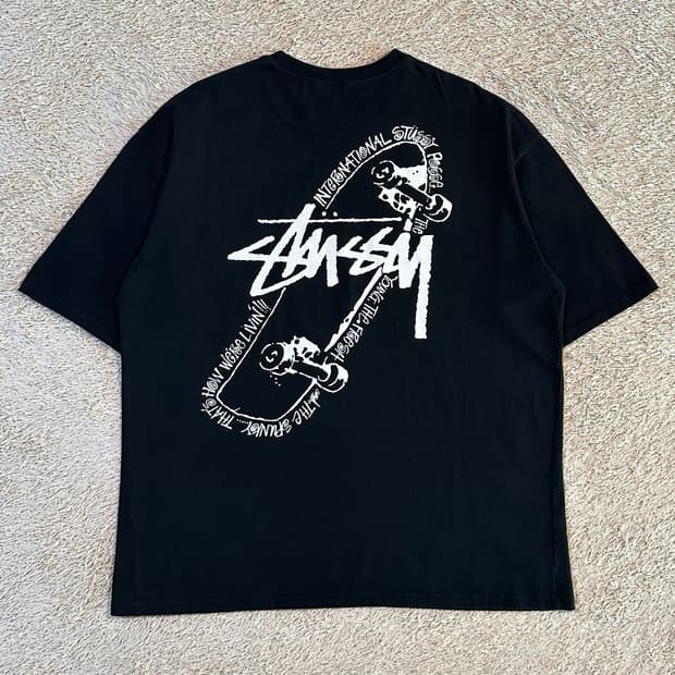 스투시 STUSSY USA 스케이트 보드 반팔 티셔츠 블랙