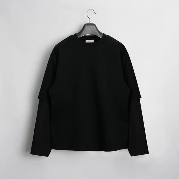 퍼블릭워드로브 라운드넥 레이어드 티셔츠 M 새상품
