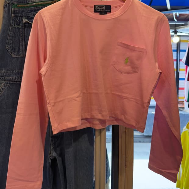 폴로 랄프로렌 연두포니 핑크 크롭 티셔츠