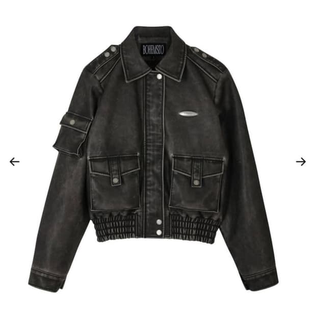 보헤미안 서울 레더 봄버 워시드그레이 1