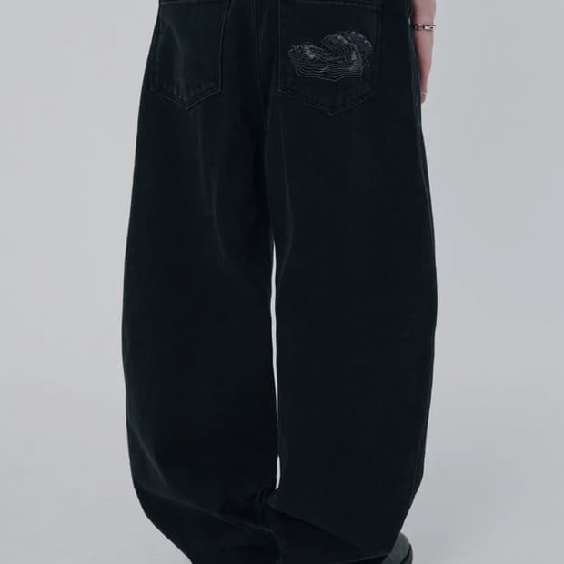 스웨이드 contour pocket denim black