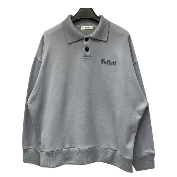 Fallett 팔렛 아이리스 블루 오버핏 니트 카라 맨투맨 XL