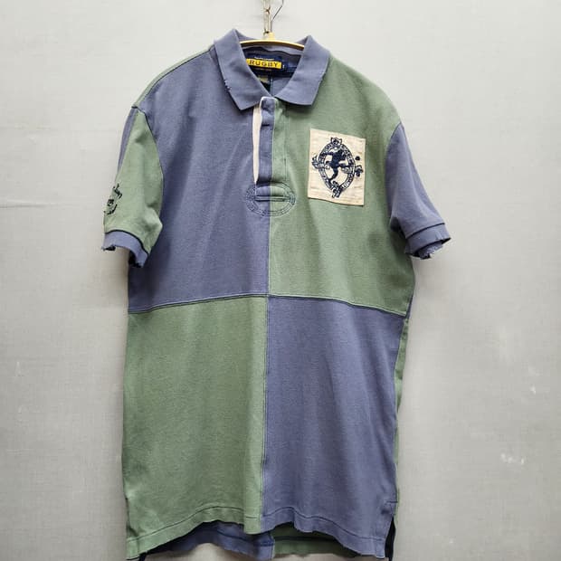 랄프로렌 럭비 쿼터 패널배색 빈티지 반팔카라 S(M) 남여공용