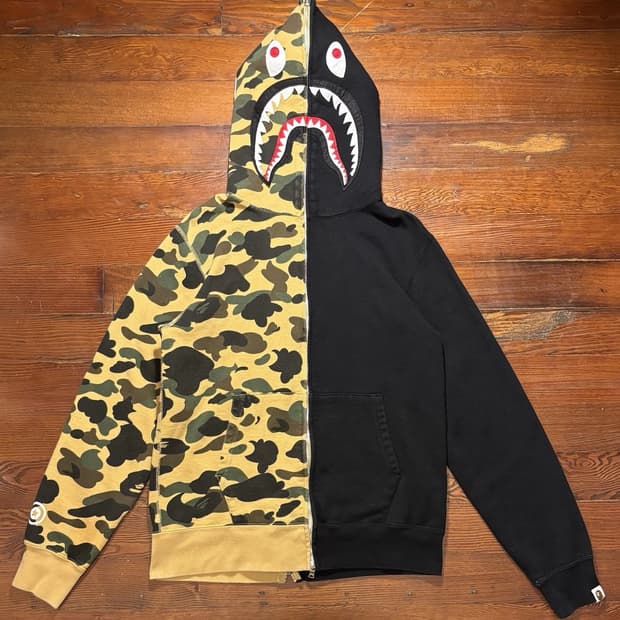 베이프 1st 카모 세퍼레이트 하프 카모 후드집업 황계 블랙