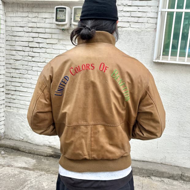 1991 베네통 레더 봄버 자켓