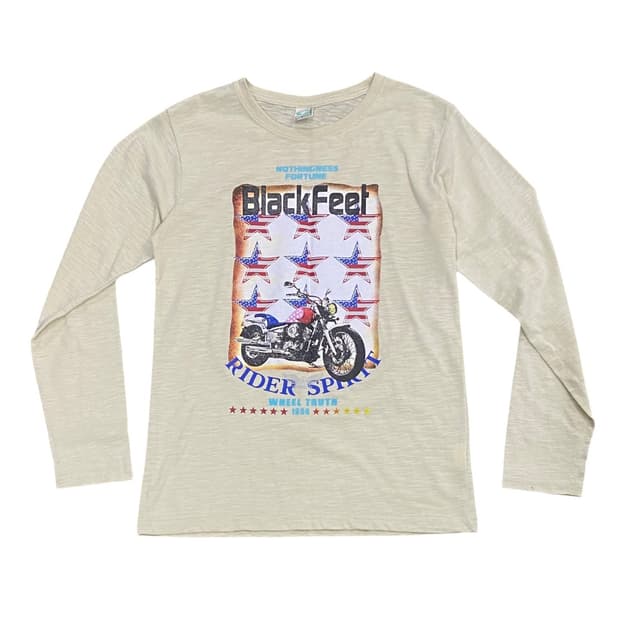 Japanese vtg Black feet 바이크 프린팅 롱슬리브