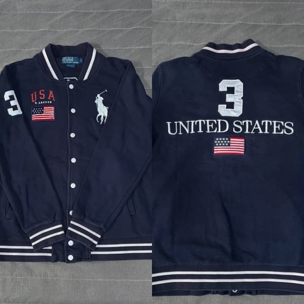 대장매물)폴로 빅포니 치프키프 성조기 바시티 자켓