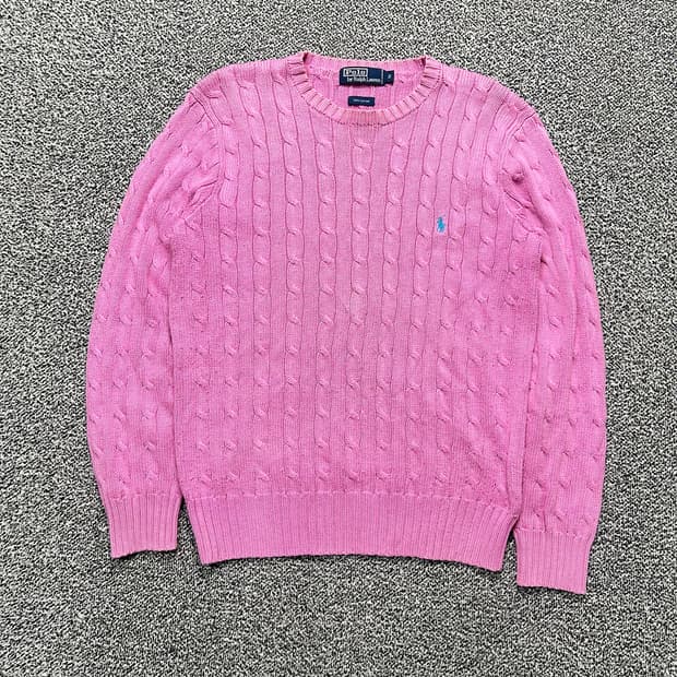 폴로 (POLO RalphLauren)핑크 케이블 니트