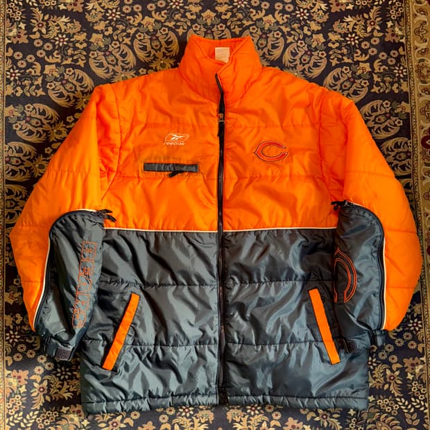 90s 올드스쿨 리복 NFL 시카고 베어스 립스탑 나일론 패딩자켓