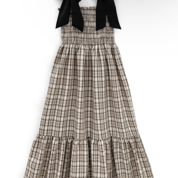 급처| 단종상품 GRL  체크 베이지 원피스