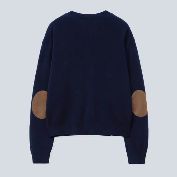 인템포무드 스웨이드 패치 라운드 가디건 네이비 M