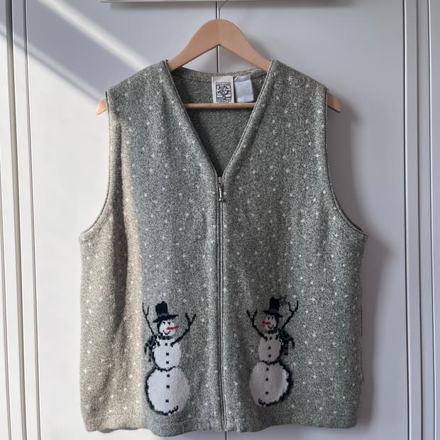 Cotton country 눈사람 니트 조끼