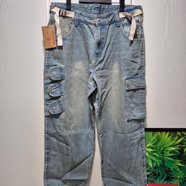 (타임세일)(새상품)트루릴리젼 워싱 데님 카고XL