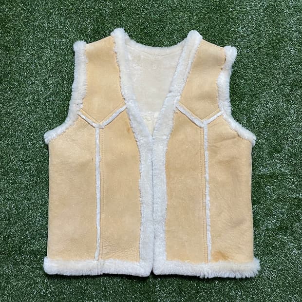 빈티지 양가죽 리버서블 양모 베스트