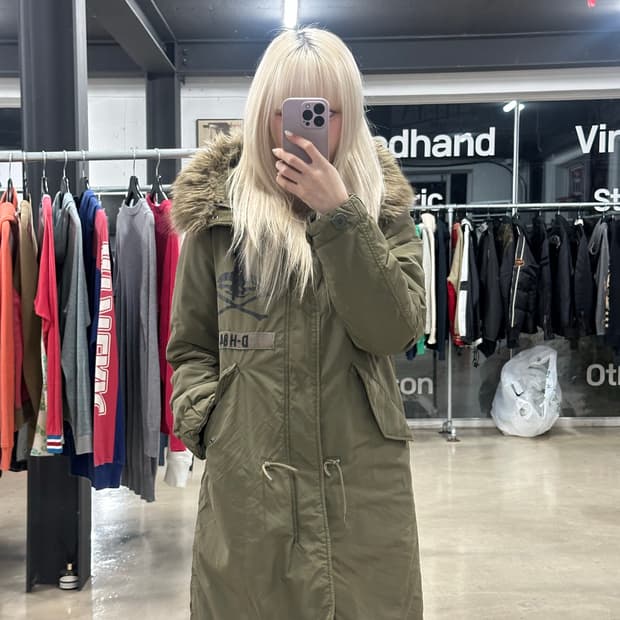 히스테릭 글래머 D-H84 누빔 퍼 롱자켓