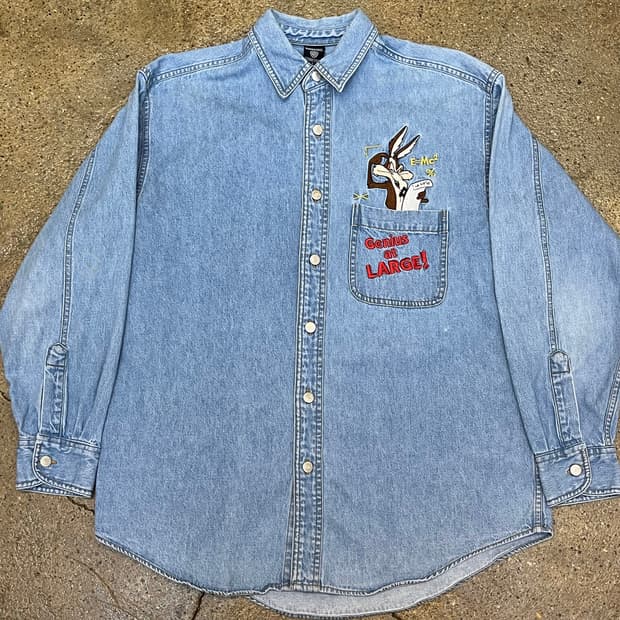 미국 빈티지 루니툰 워너브라더스  데님 셔츠