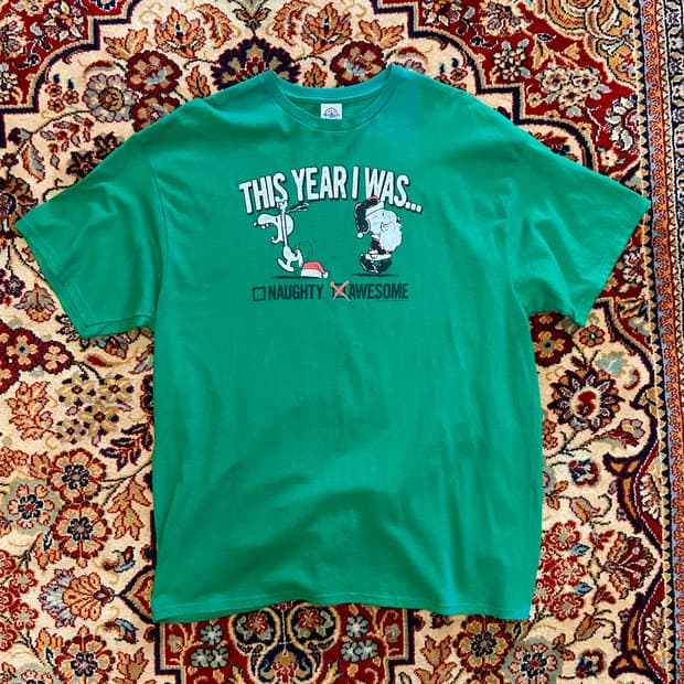 스누피 "Naughty & Awesome" 크리스마스 티셔츠 - 2XL
