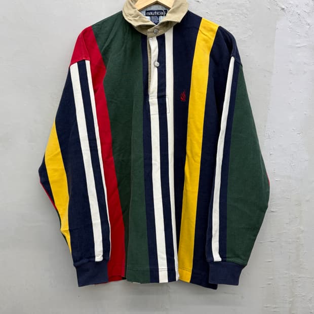 노티카 90s 컬러블럭 럭비 폴로 셔츠