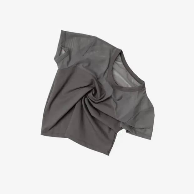 Ojos Half Sheer Jersey T / Charcoal