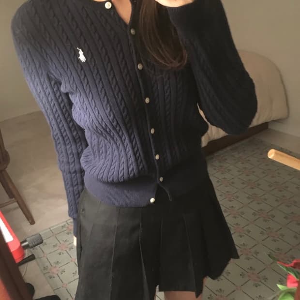 폴로 네이비 케이블 가디건