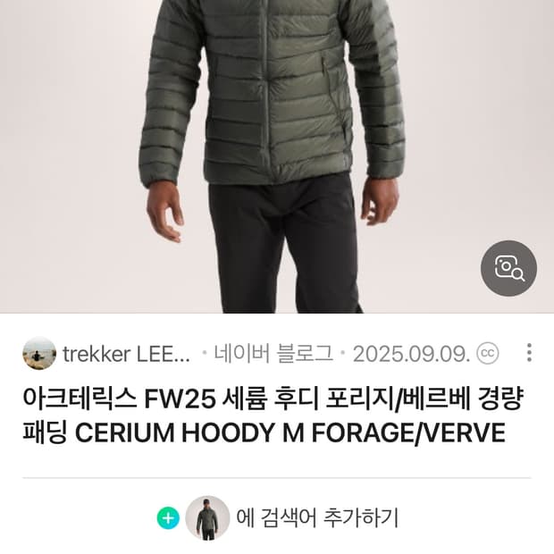 아크테릭스 패딩 세륨 후디 XS Forage/Verve 포리지 베르베