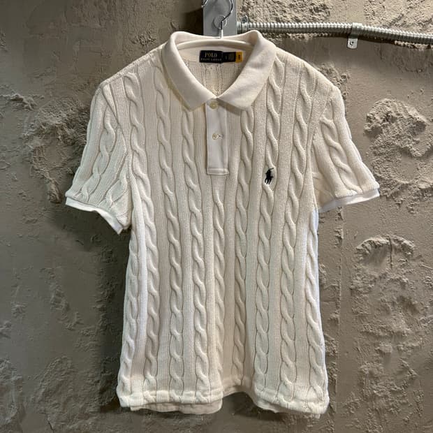 L 폴로랄프로렌 POLO 케이블 니트 폴로 반팔 아이보리