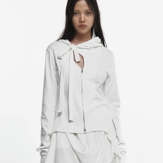 나체 SLIT HOODIE ZIP-UP (IVORY)