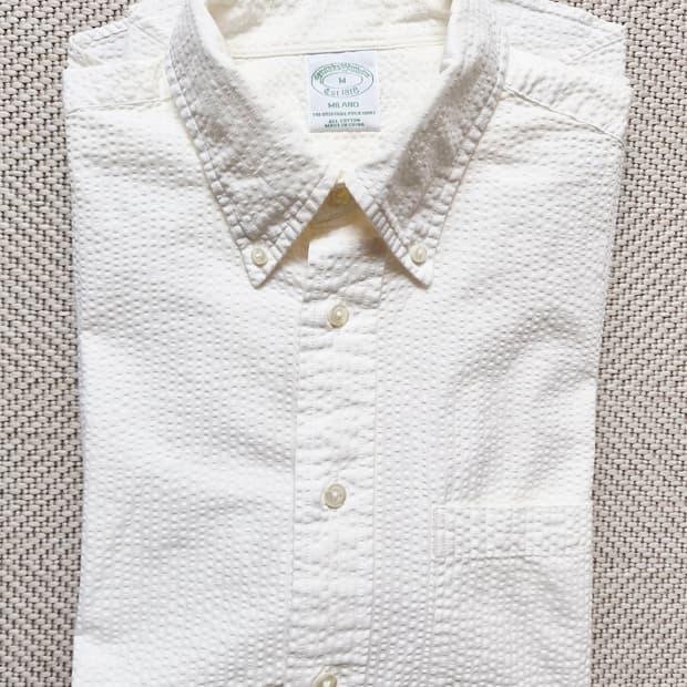 브룩스브라더스 밀라노 솔리드 시어서커 셔츠