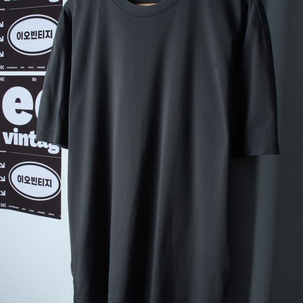 (XL-2XL) 엘무드 반팔 티셔츠 차콜 무지 기본-H36440